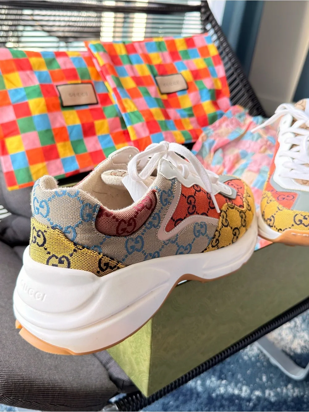 Gucci Kids Multicolor GG Logo Patchwork Sneakers